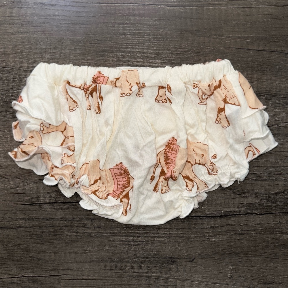 MILKBARN Bamboo Elephant Ruffle Bloomers Baby Girl 3-6 Months Diaper Cover NEW‎